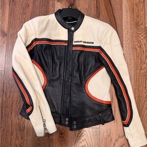 Harley-Davidson Black and Cream Jacket with Orange Accents